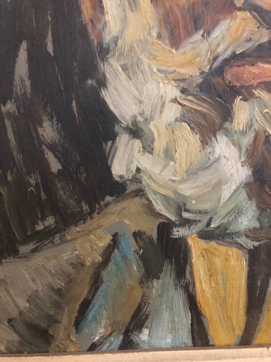 Oil on panel portrait of an old bearded man