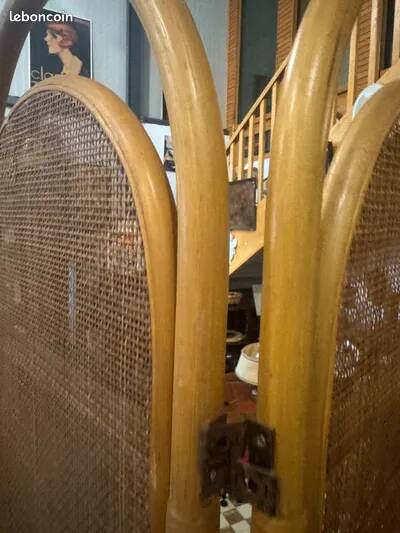 Sculptural Screen in Three Parts in Rattan and Wicker, 1970s