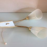 Double fire wall lamp in brass and glass cornet years 50/60