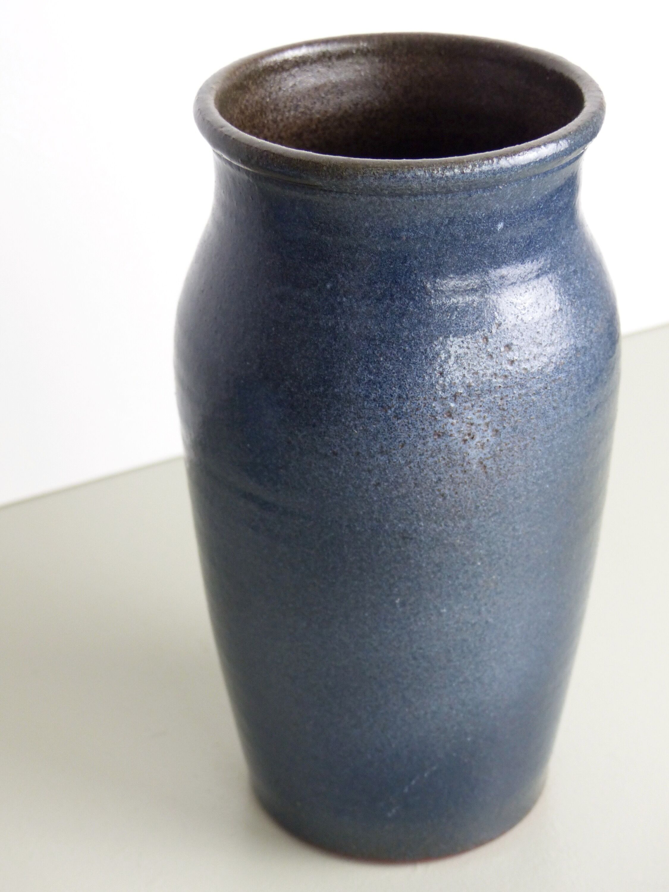 Blue ceramic vase signed