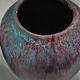 Paire de petits vases bleu turquoise en grès flammé  lie de vin