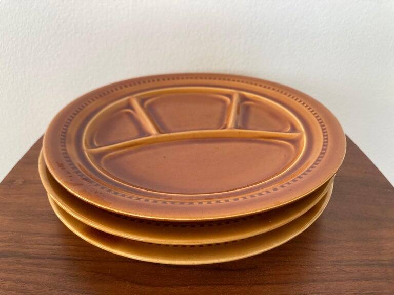 Set of Three Fondue Plates, Gien Pottery, France, 1970s