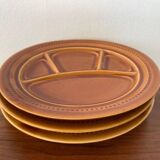 Set of Three Fondue Plates, Gien Pottery, France, 1970s