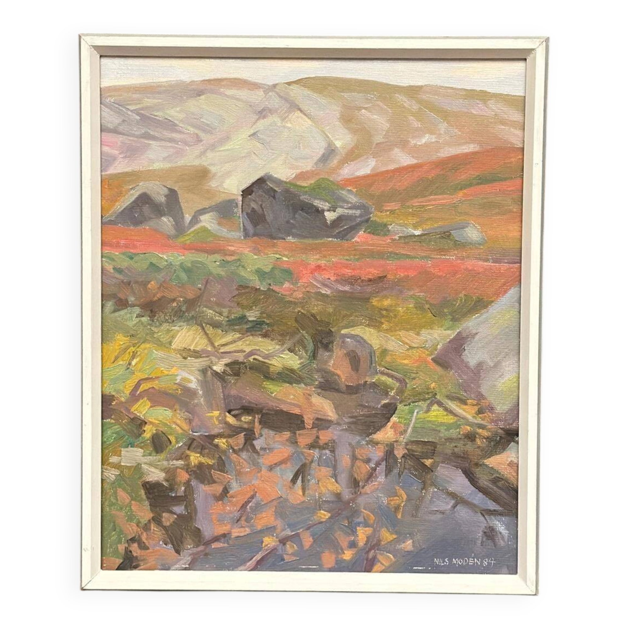 Original Mid Century Swedish Oil On Panel – “Woodland” By Nils Moden – Dated 1984 – Vintage & Framed