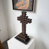 Crucifix sculpture Tramp Art 1900