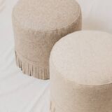 Pair of wool poufs