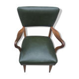 Chair low eighties in bottle green leatherette