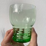 5 vintage green blown glass water glasses