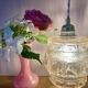 Suspension globe vintage en verre ambré