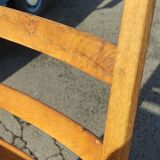 Set of 4 brutalist straw wood chairs