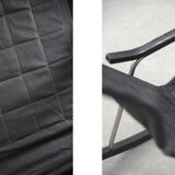 Vintage Mid-Century Postmodern Minimalist Black Leather Rocking Chair by Takeshi Nii, 1950s