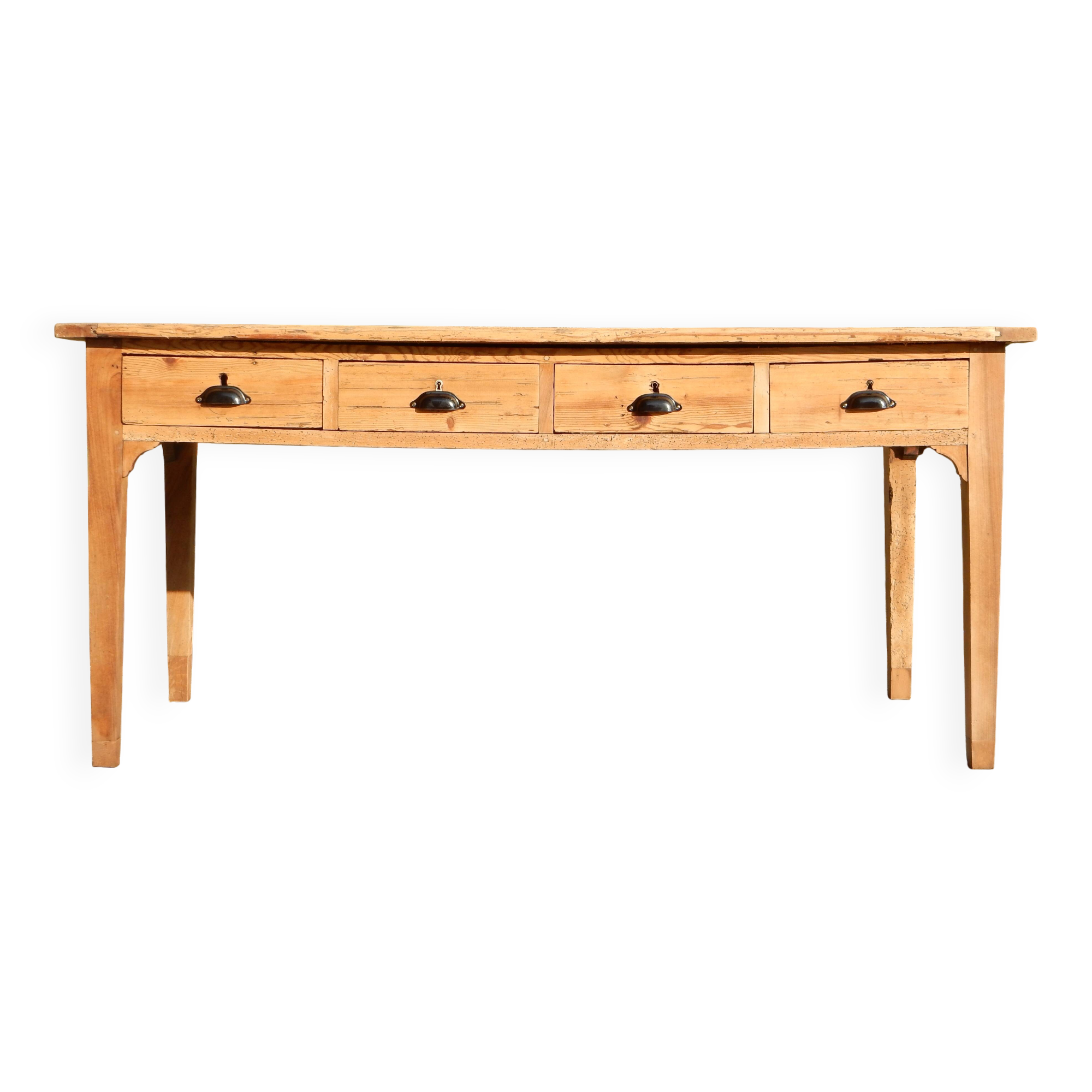 Old fir farmhouse table - 4 drawers