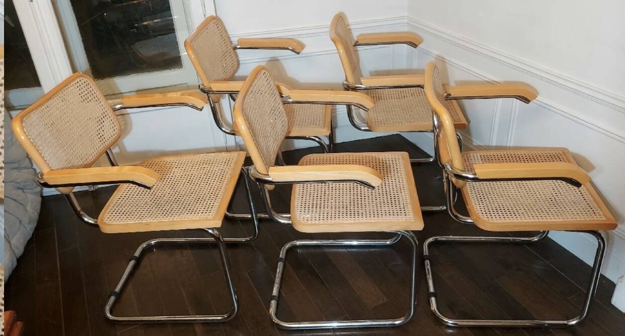 Cesca B64 vintage chair with armrests - Marcel Breuer in light beech - Vintage - Made in Italy - 80s (6 available)