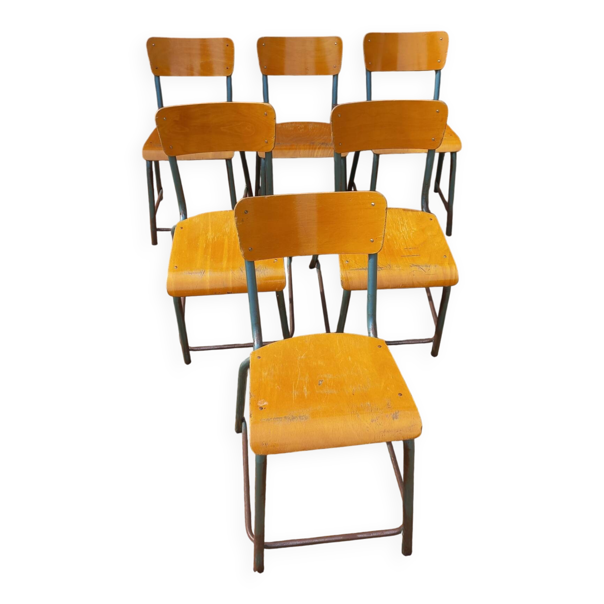 6 vintage school chairs