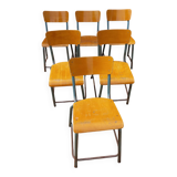 6 vintage school chairs