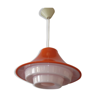Vintage orange plastic pendant lamp