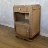 Art Deco bedside table in solid oak