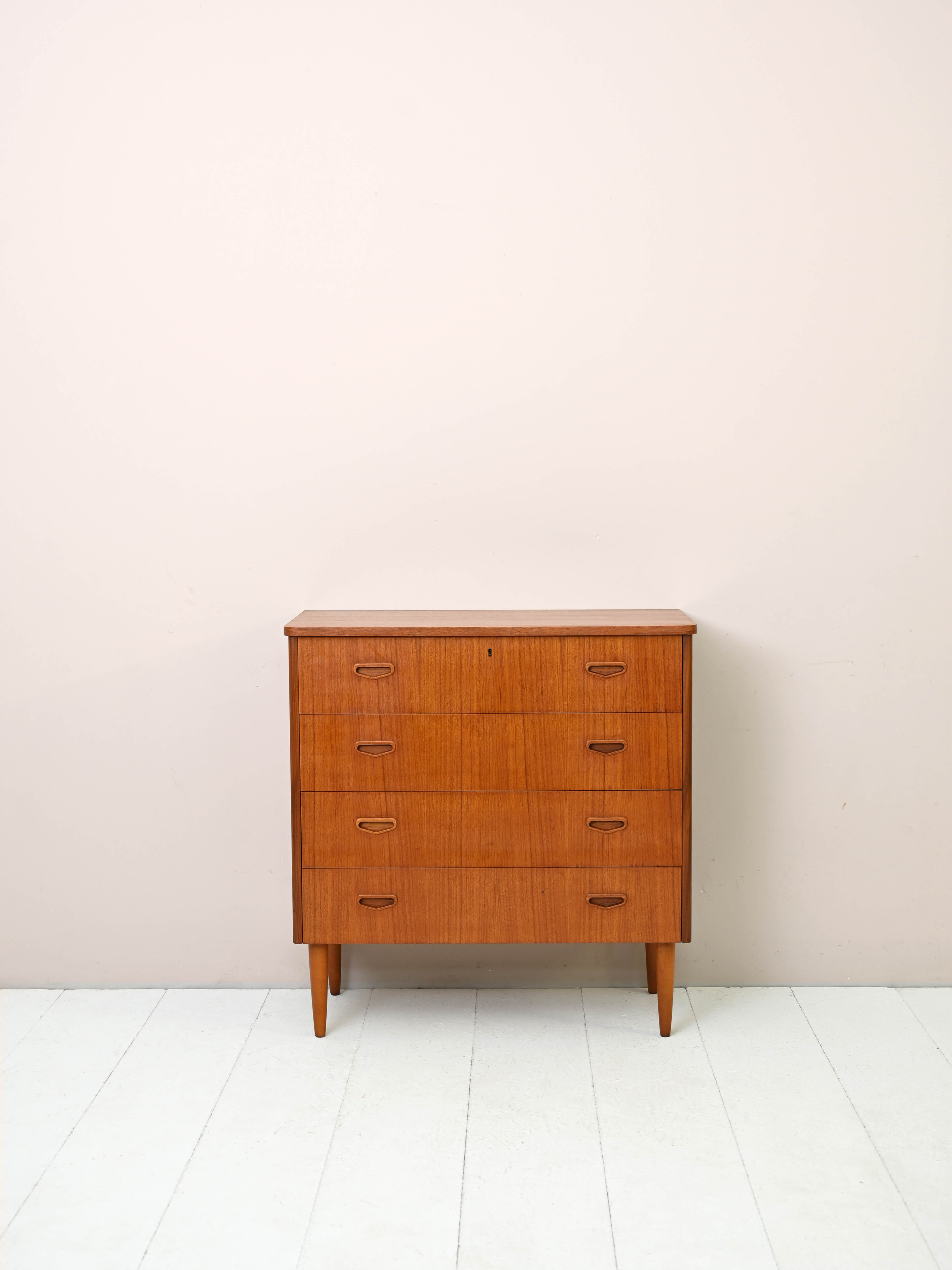 Vintage teak dresser with four drawers