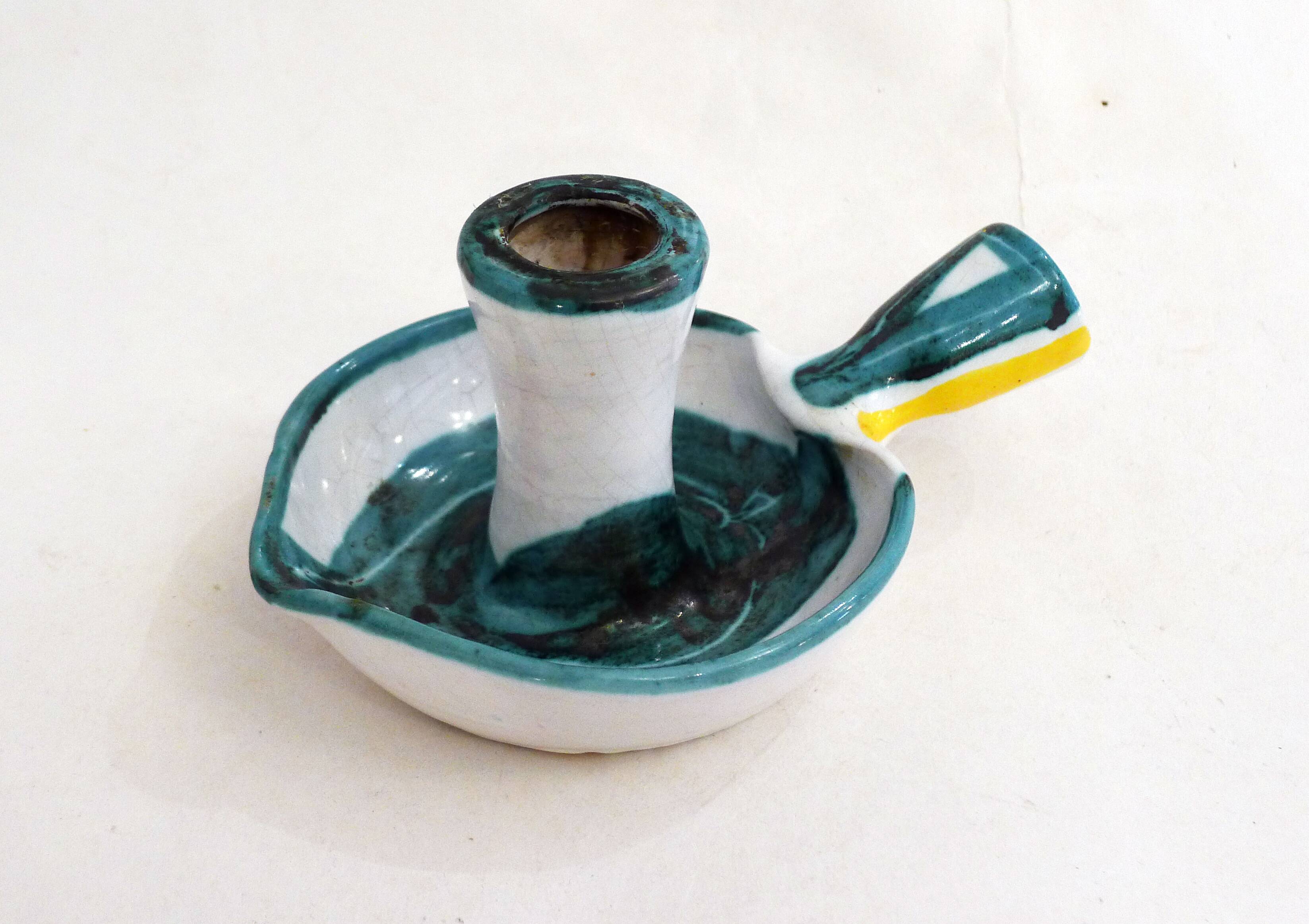 Midcentury Ceramic Candle Holder Picault Style