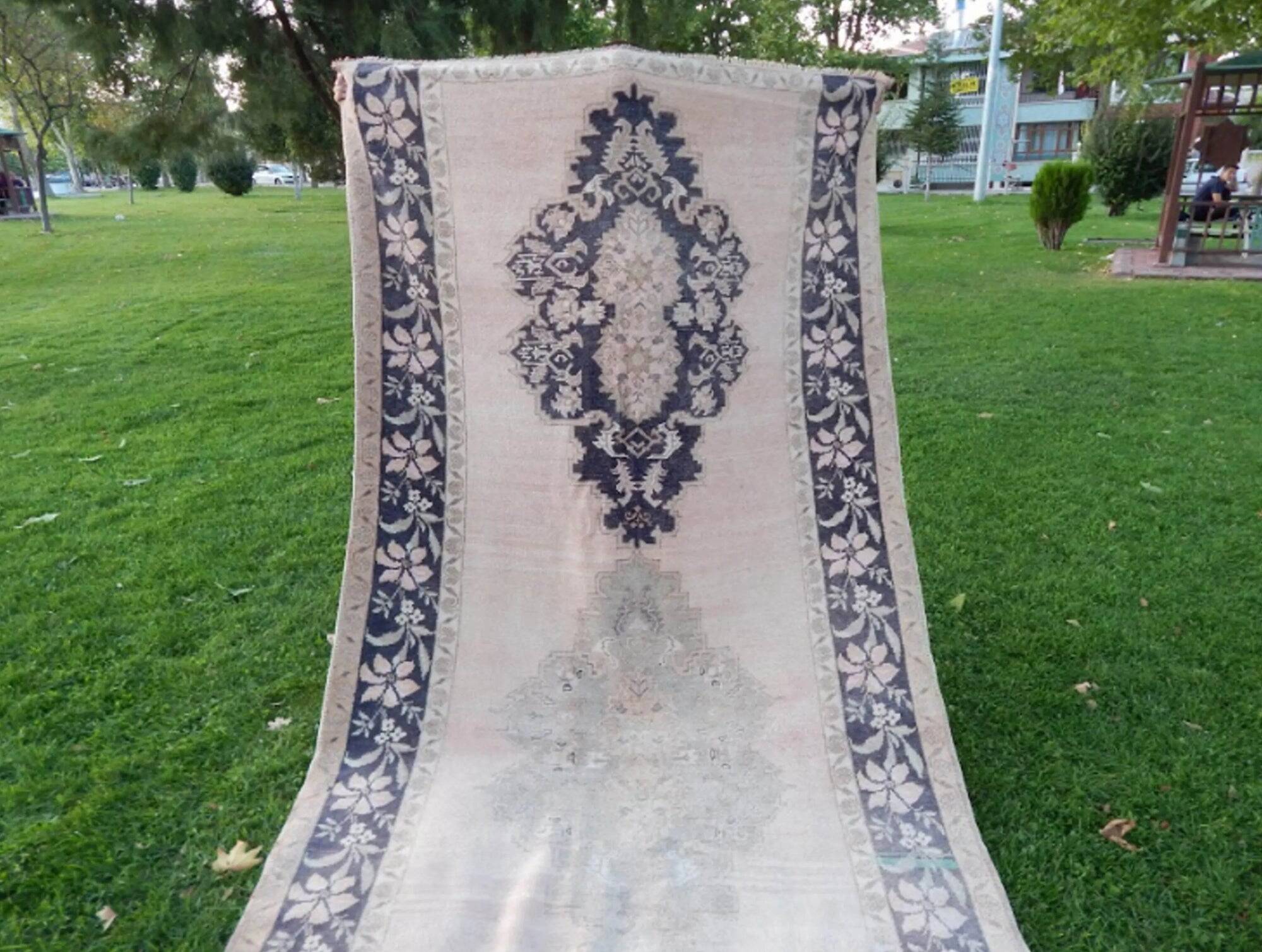 Vintage Turkish hallway rug 155x360 cm