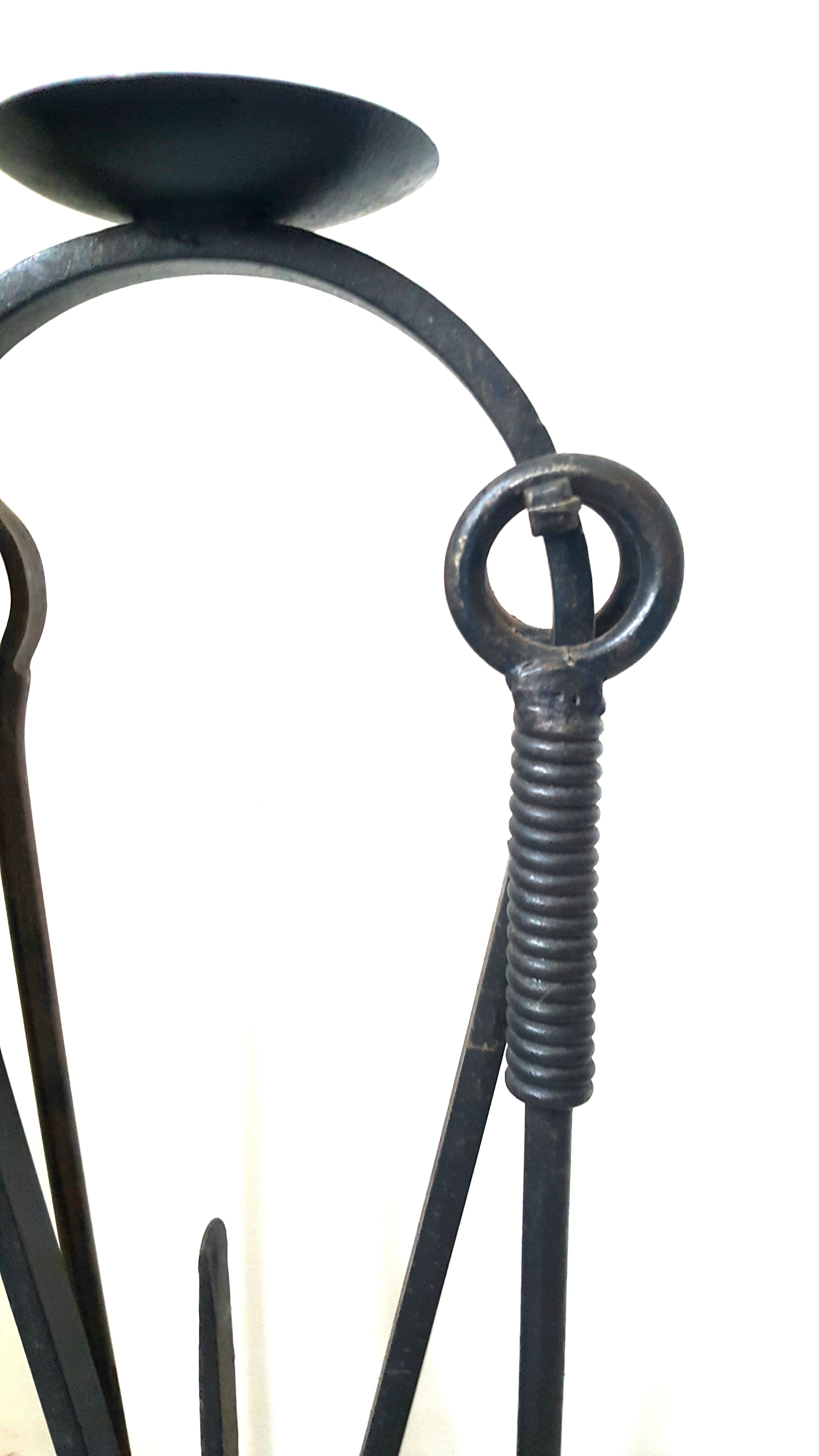 Forged iron chimney necessities circa 1950