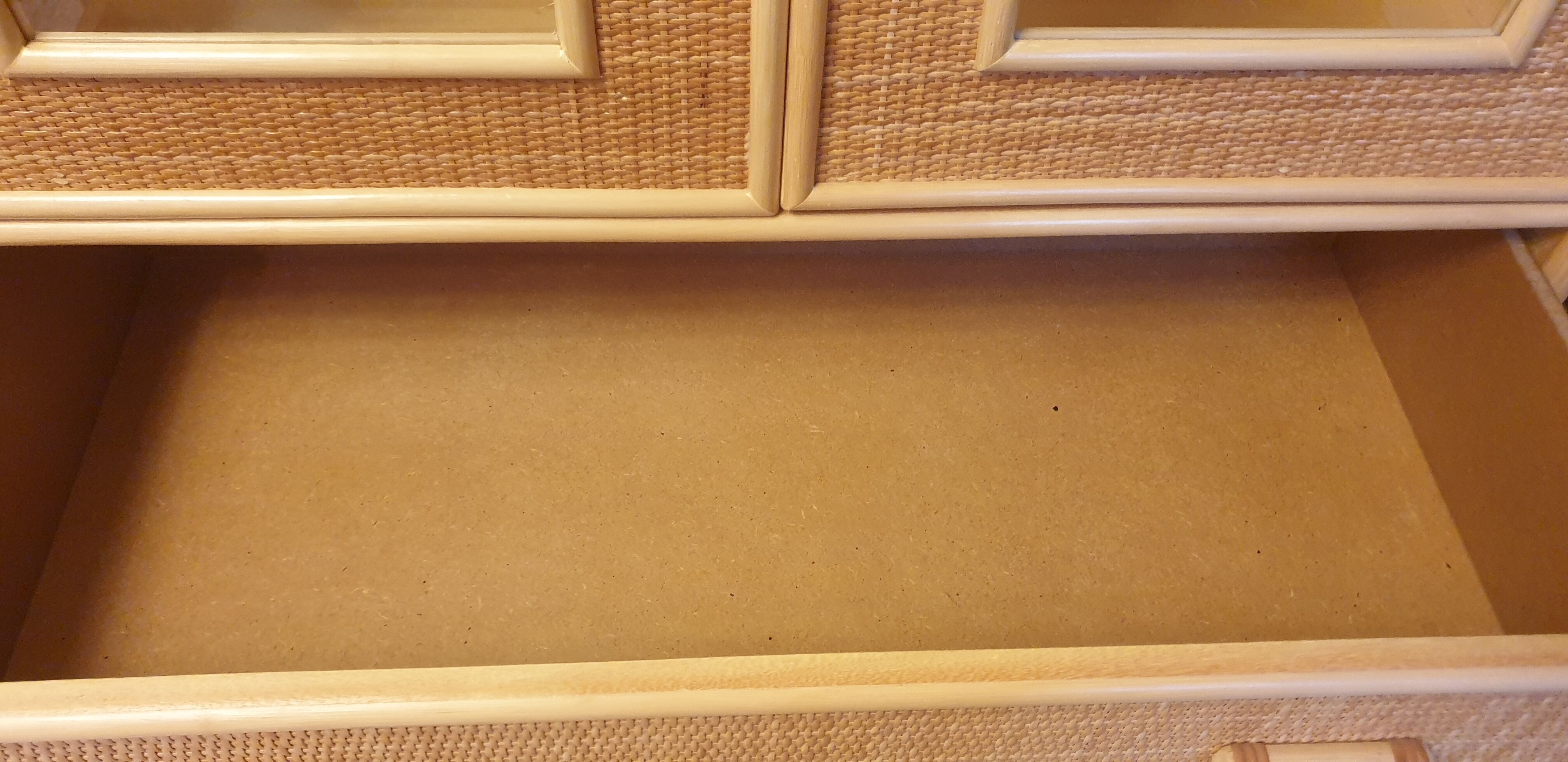 Rattan glass cabinet