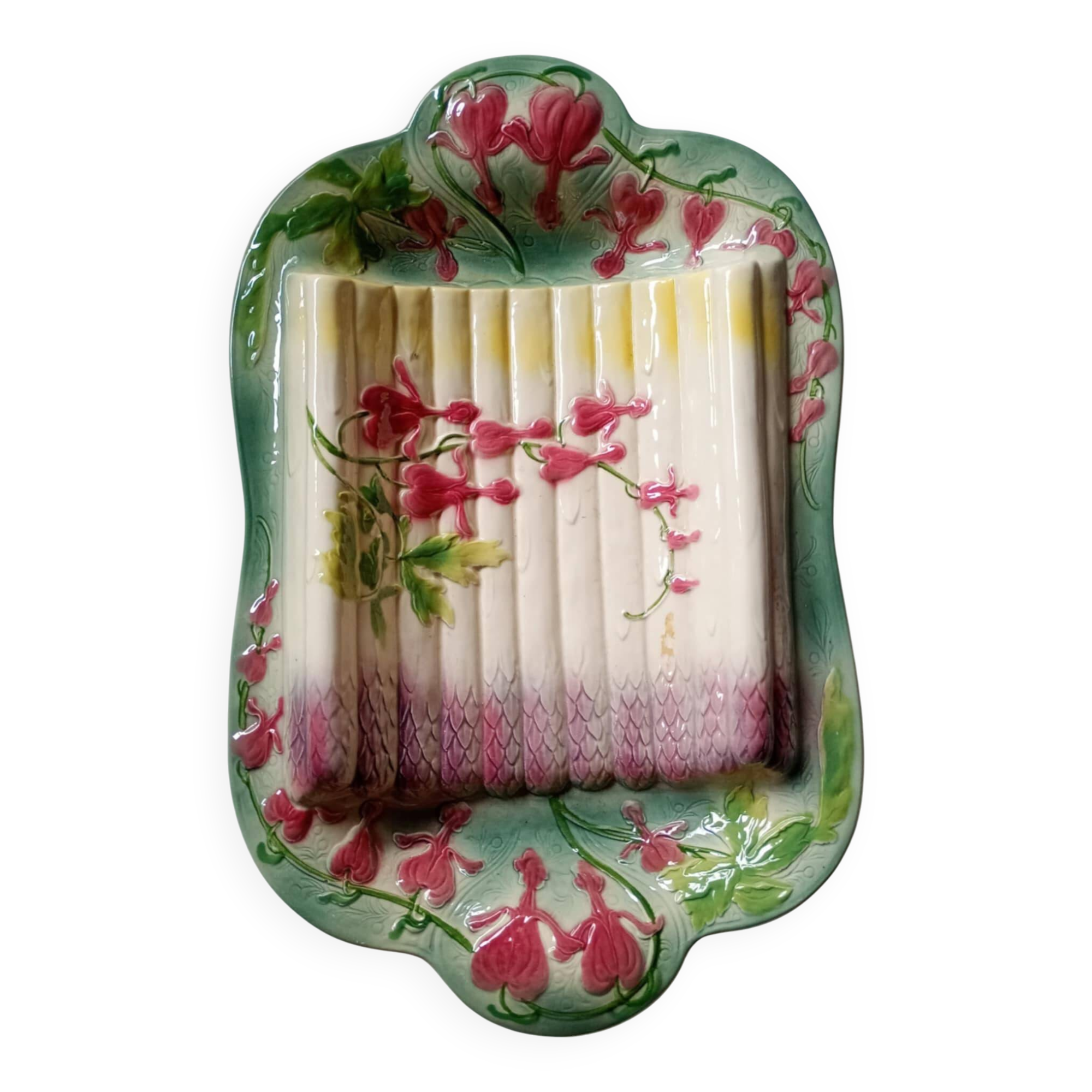 St Clément France majolica asparagus tray in slip