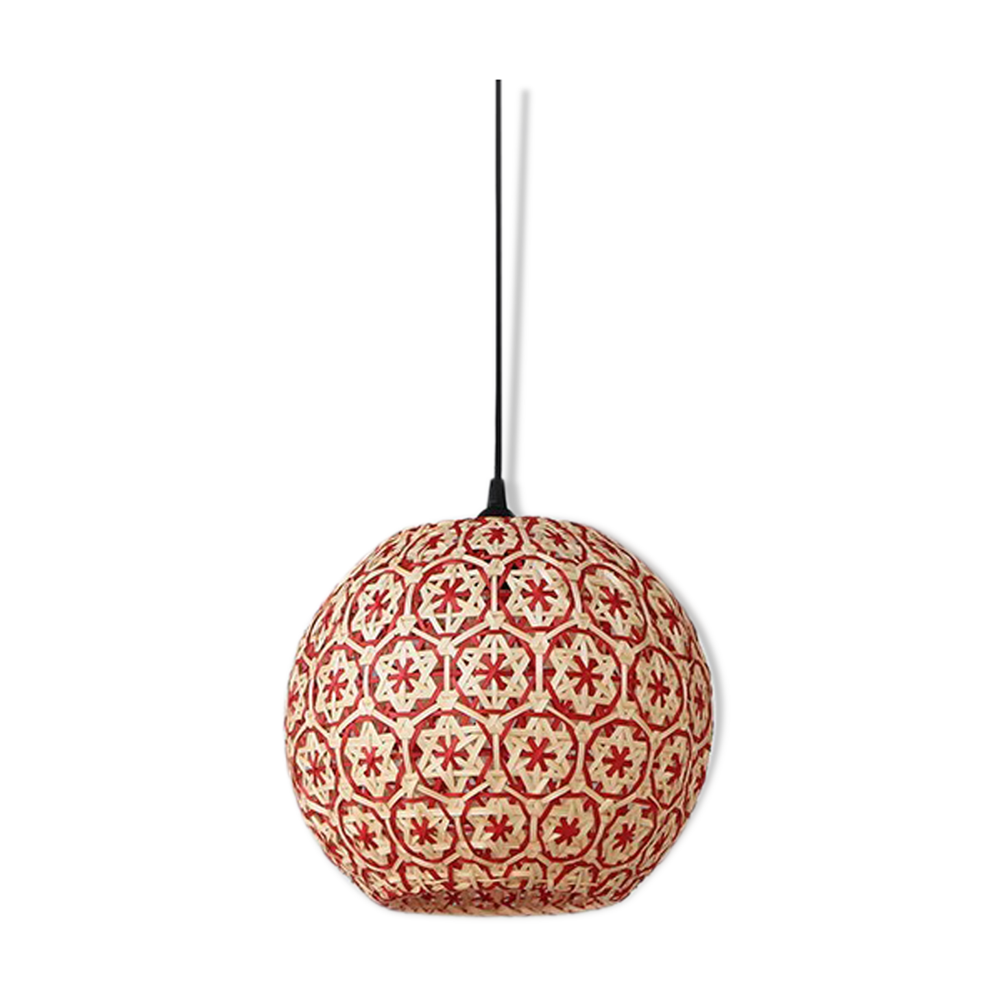 Red Rattan Pendant Light