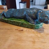 Blue and green Panther glazed ceramic