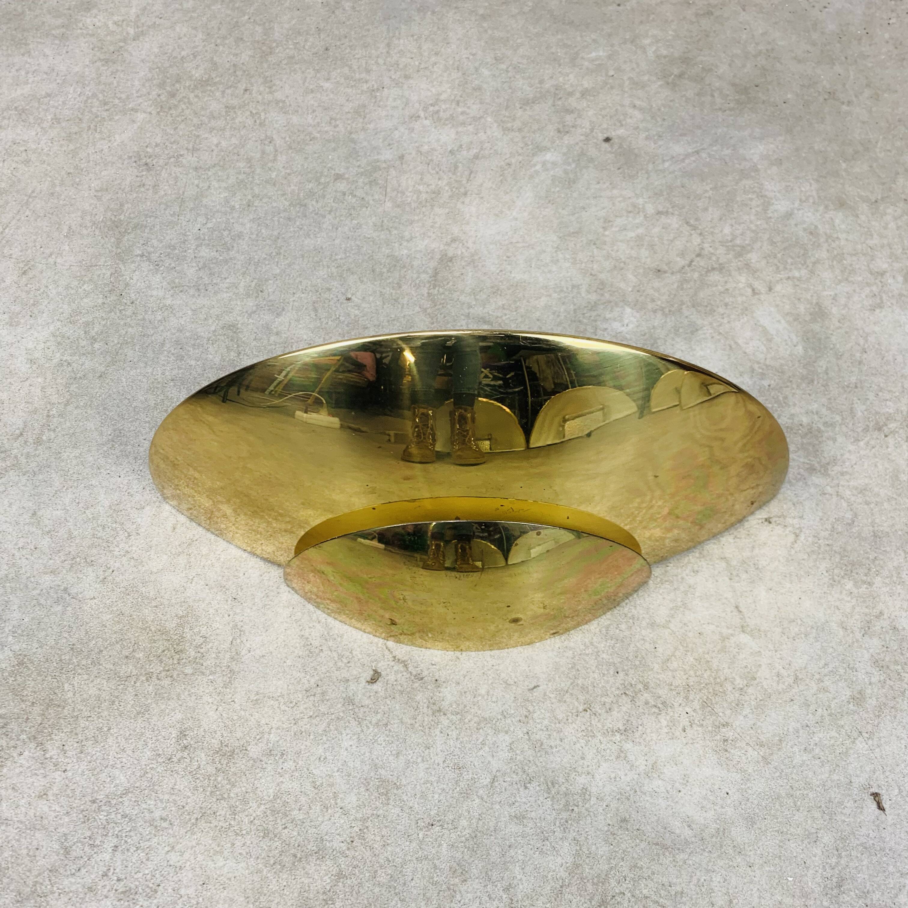 5 half moon brass wall lights Hollywood Regency style by Egoluce