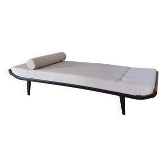 Reupholstered Mid Century Daybed Cleopatra - Teakwood, Woolfabric