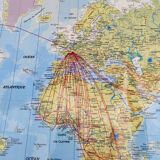 Great vintage map of the world / planisphere aerial agency uta