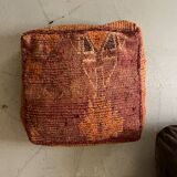 Vintage Berber pouf in handwoven wool
