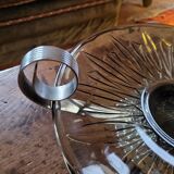 Art Deco stemmed bowl - Smoked glass and silver-plated metal - 1940s