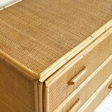 Rattan wicker bamboo mid century chest of drawers