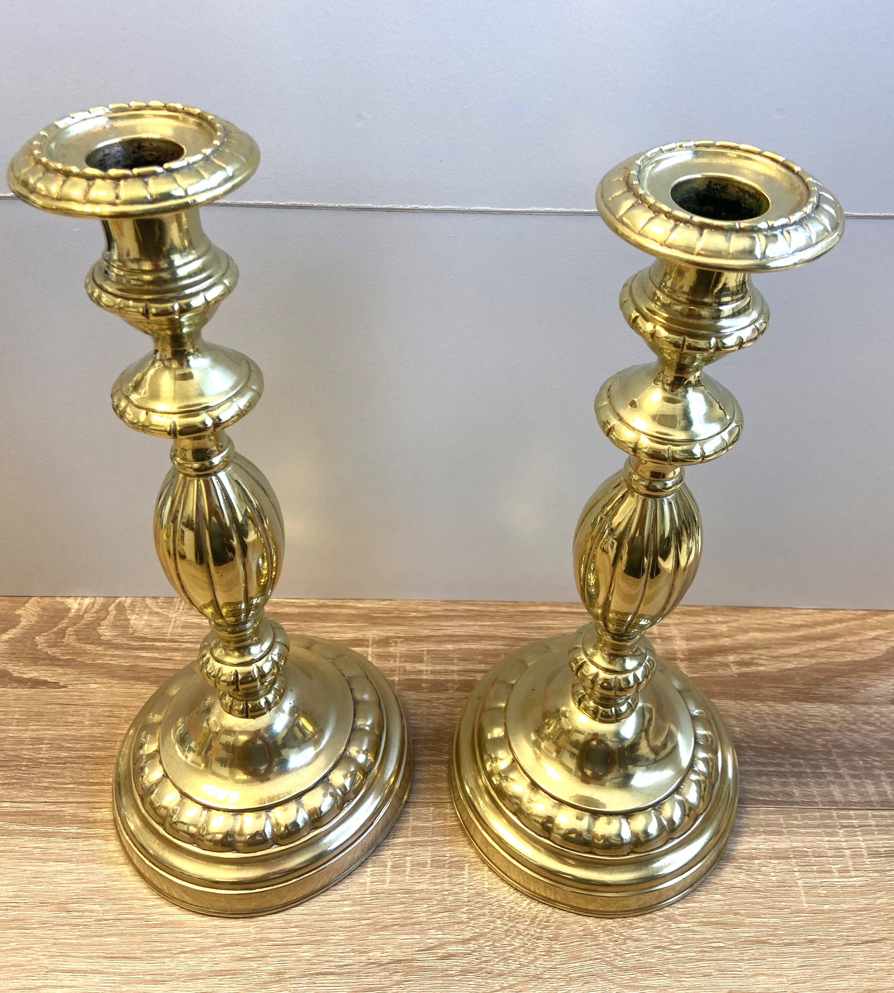 Antique pair of Louis Philippe period candlesticks and torches
