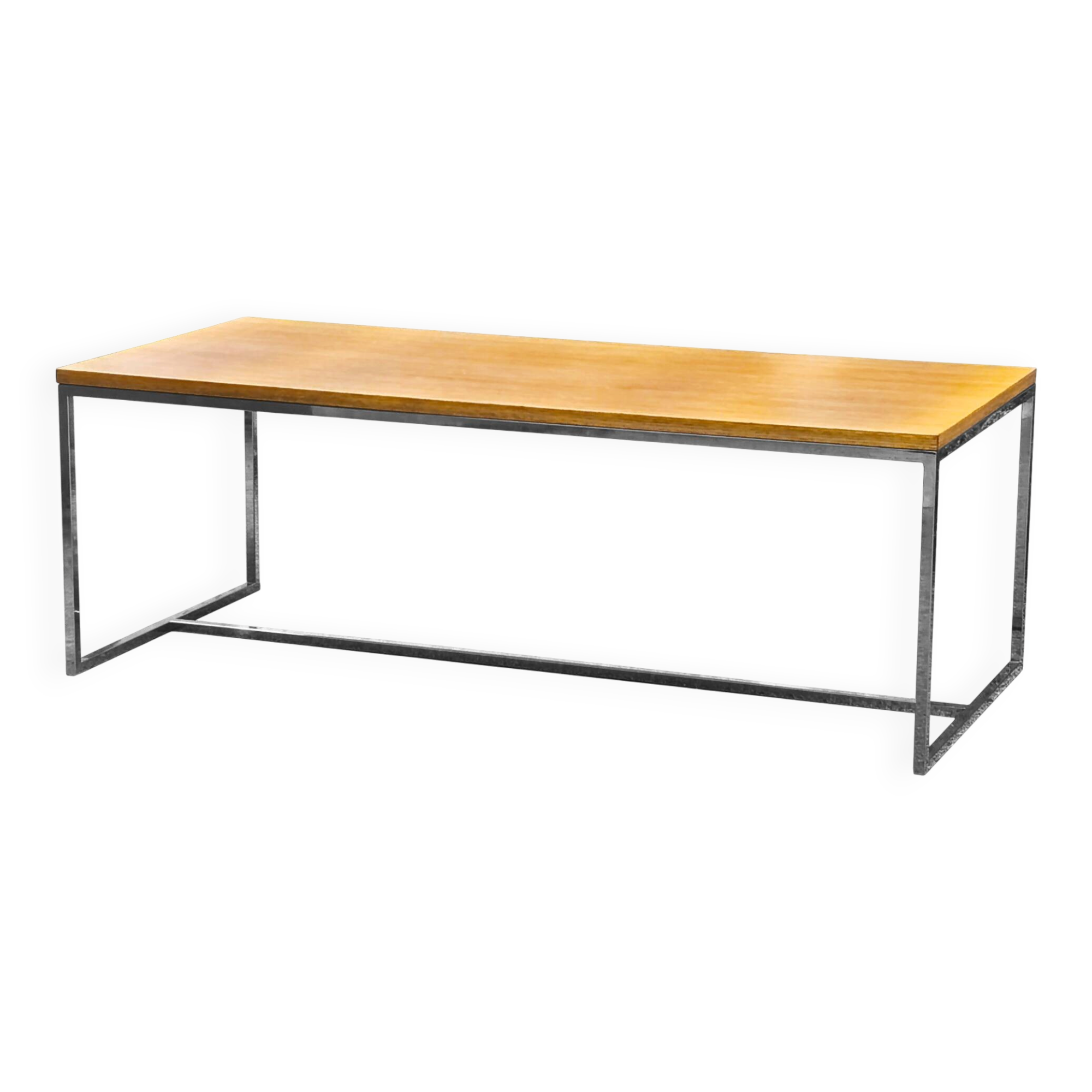 XXL coffee table in oak and chrome steel