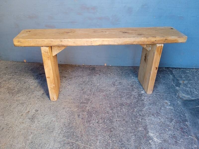 Bench 110 cm old solid wood with patina