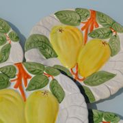 Assiettes à dessert en barbotine citron