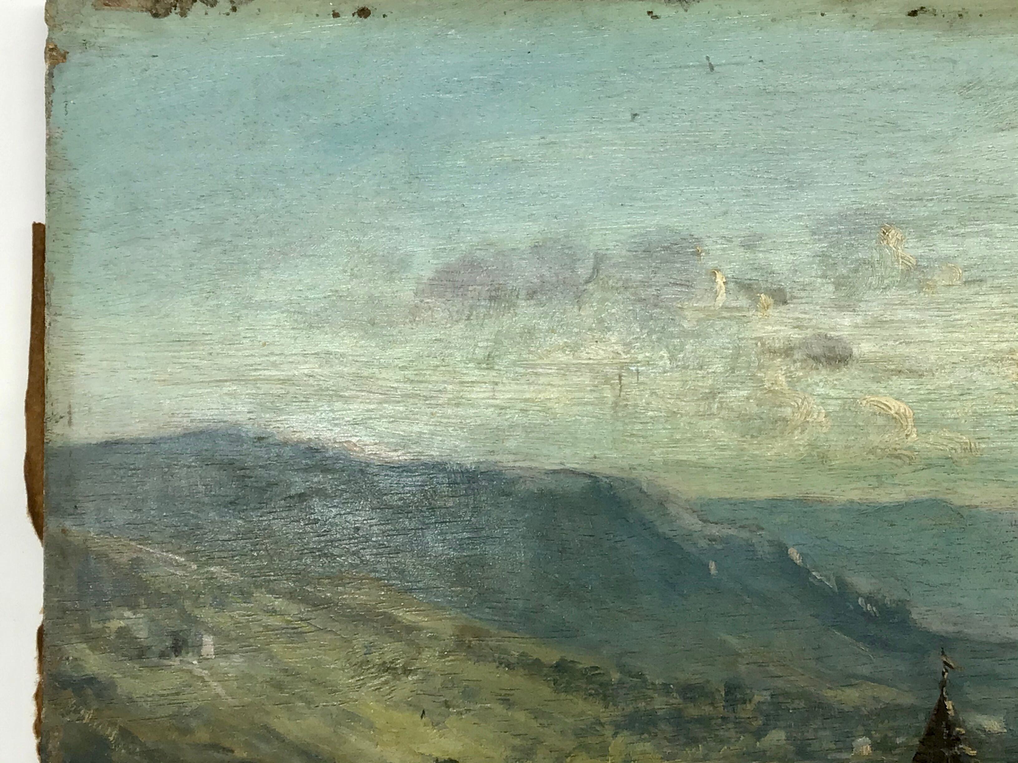 Ancient painting , Swiss landscape, signed and dated 1894