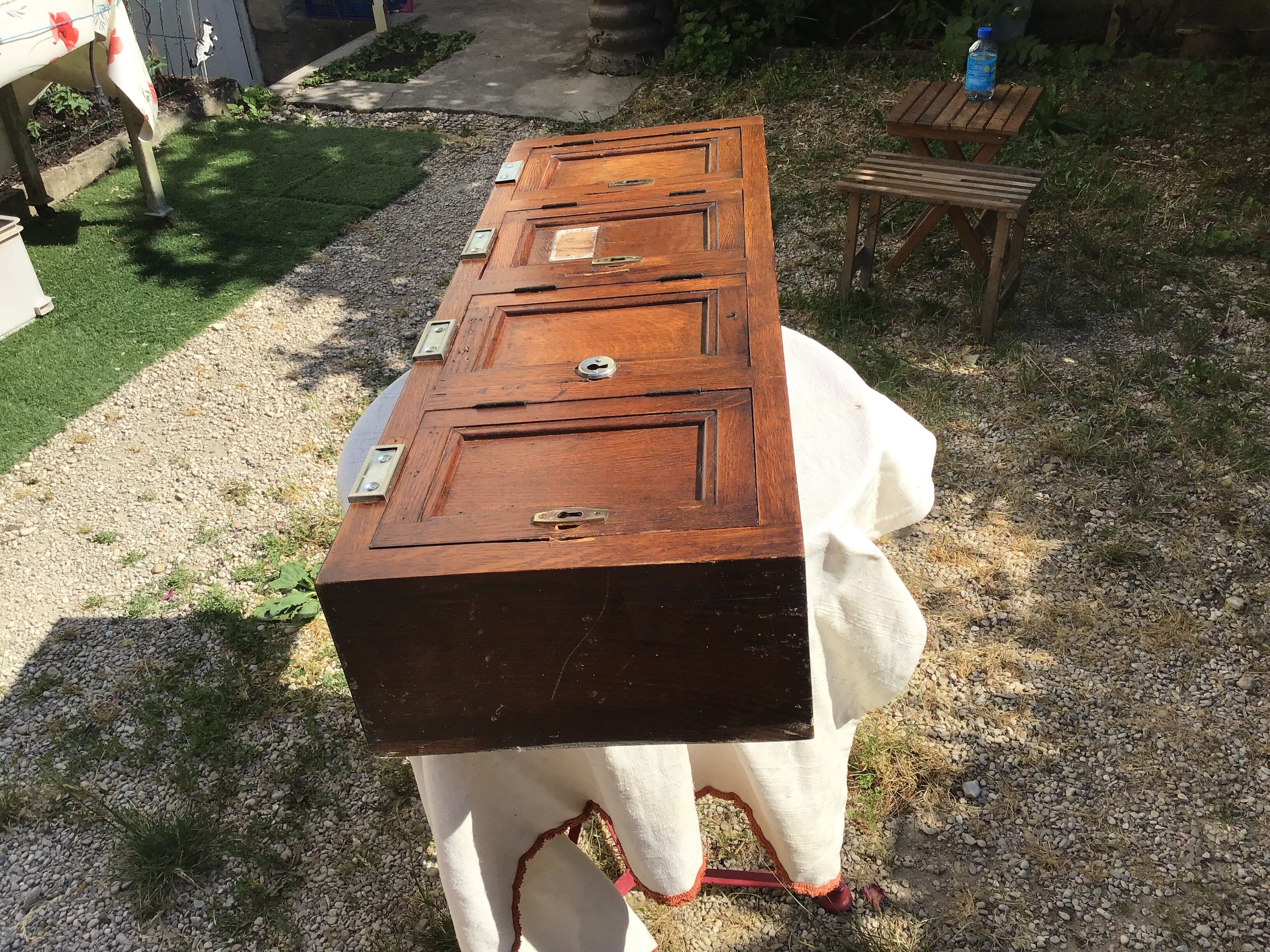 Vintage Wooden Building Mailbox Set