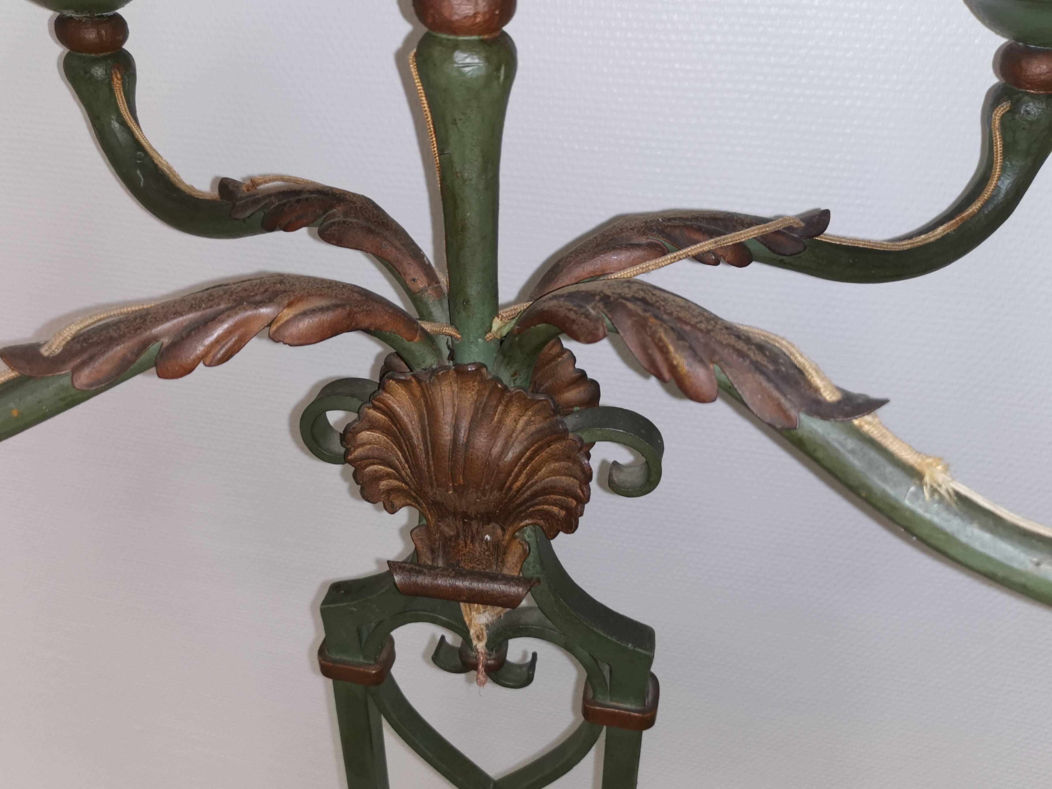 5-arm candle holder lamp on stand, vintage wrought iron floor lamp