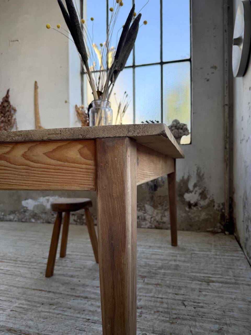 Table de ferme en pin et chêne