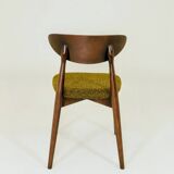 Set of 6 Modern Beech Wood Dining Chair, Yellow Bouclè, Dark Wood