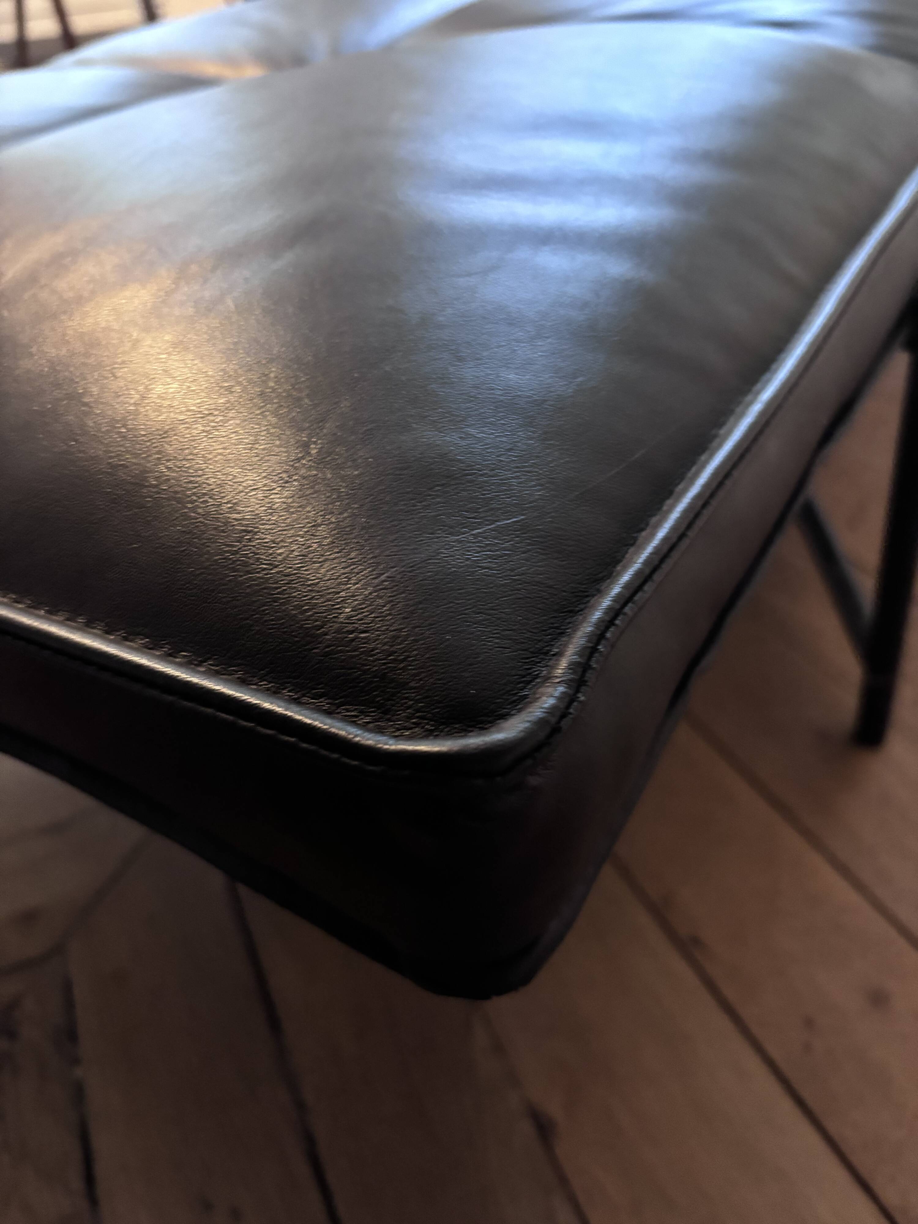 Black leather bench seat
