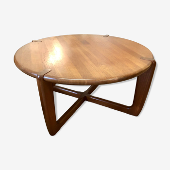 Round teak coffee table, Denmark 1970