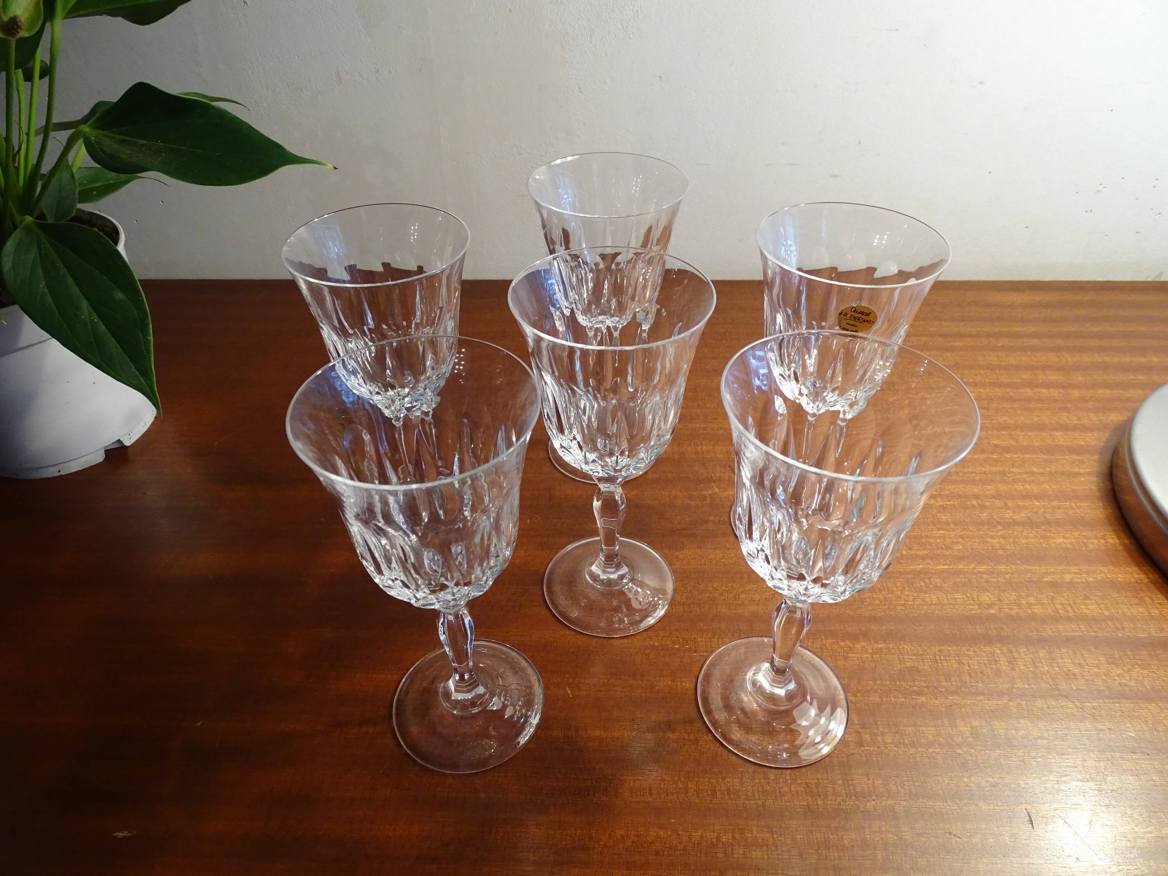6 verres vin rouge Cristal d'Arques JG Durand Villiers 11,5 cl taille Beaulieu