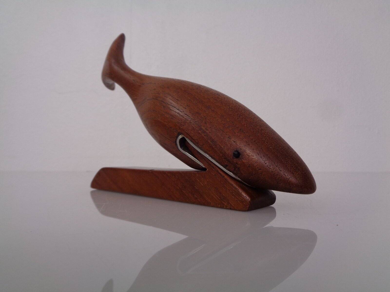 Danish Teak Shark with Stand, 1960s