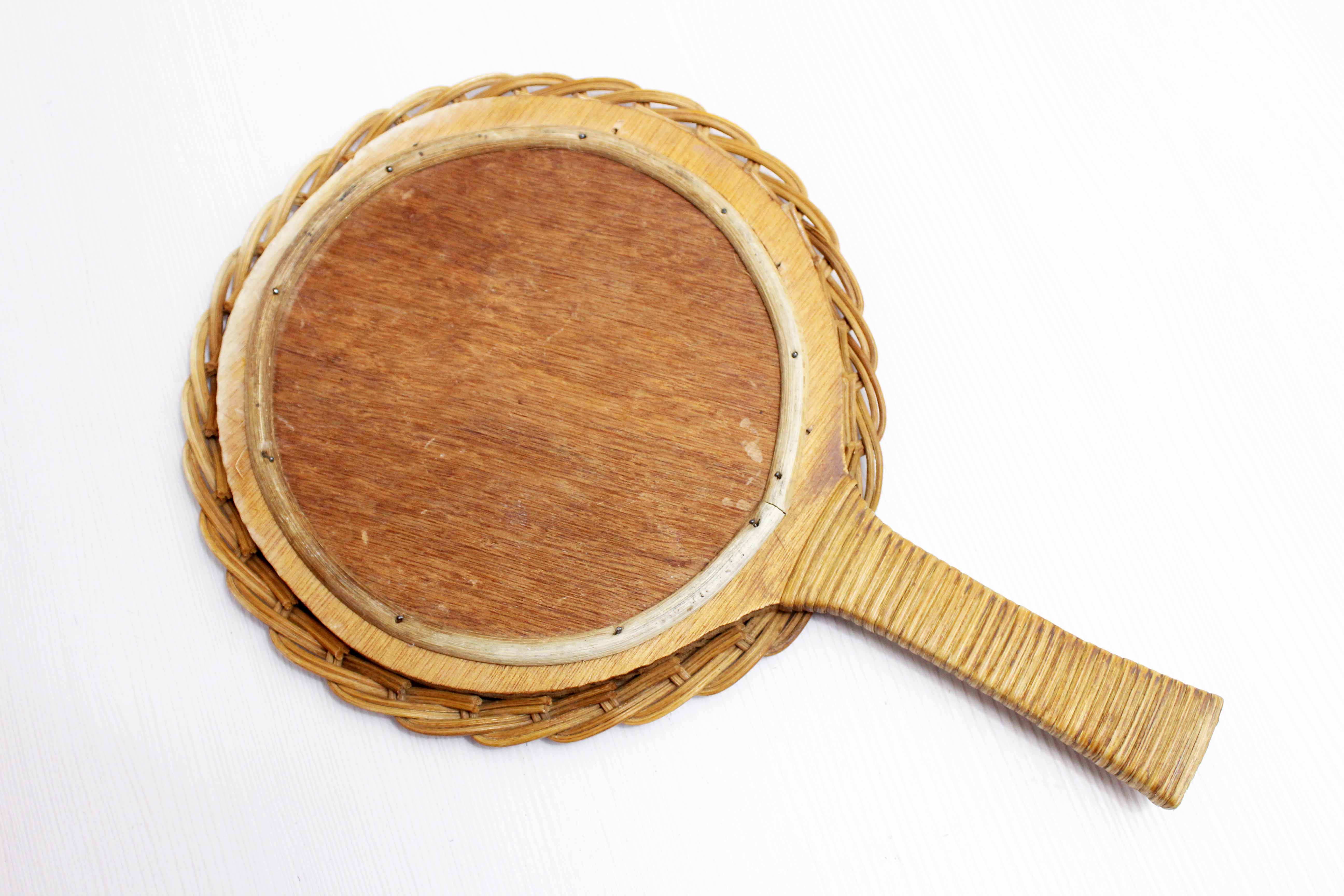 Wicker hand mirror