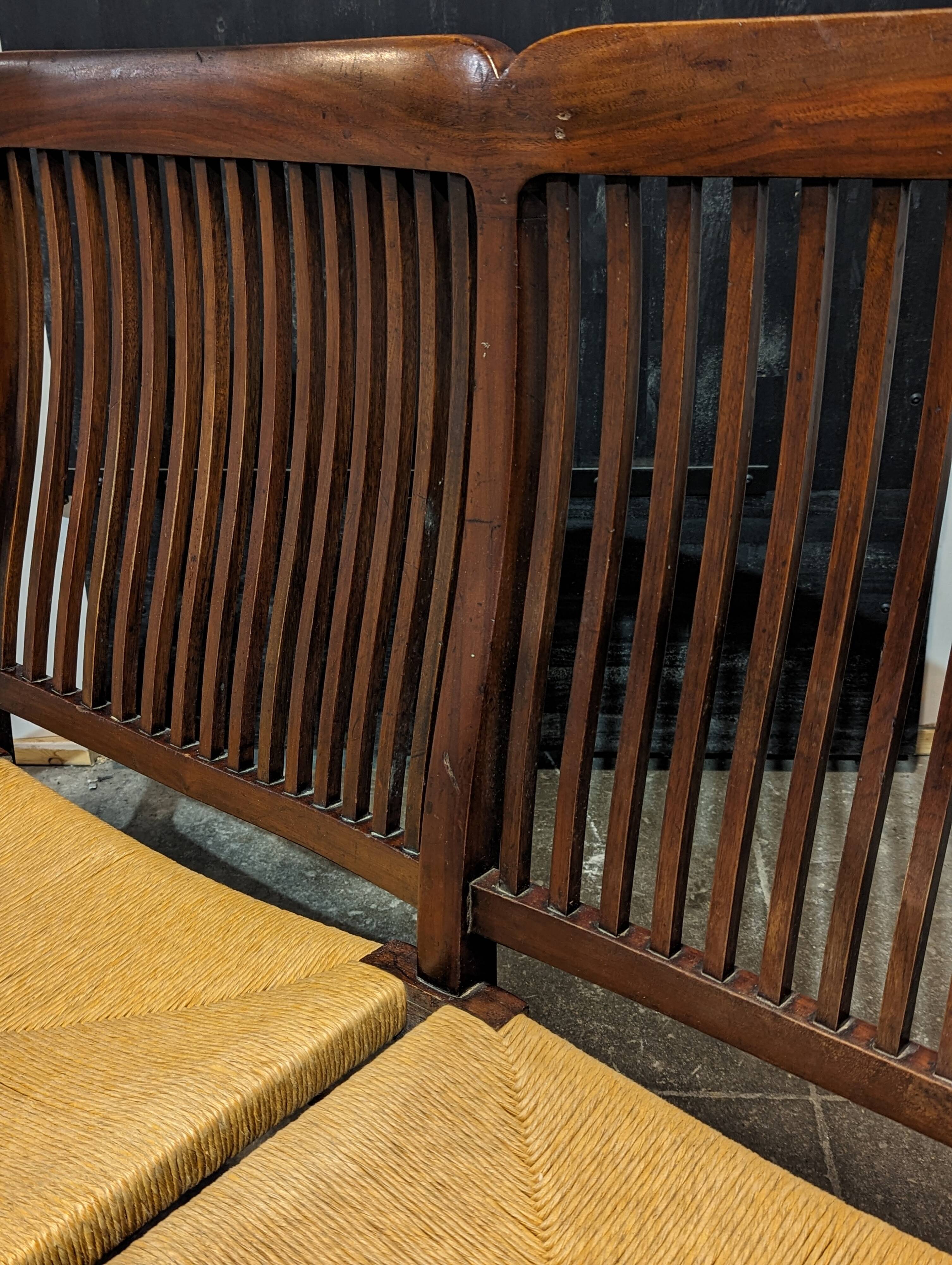 English mahogany straw bench